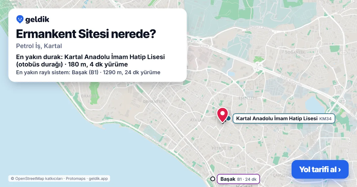 Ermankent Sitesi nerede: haritada konumu ve en yakın duraklar, yürüme süreleriyle