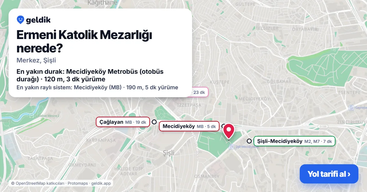 Ermeni Katolik Mezarlığı nerede: haritada konumu ve en yakın duraklar, yürüme süreleriyle