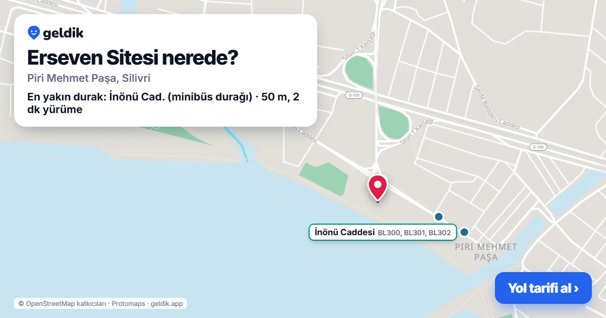 Erseven Sitesi nerede: haritada konumu ve en yakın duraklar, yürüme süreleriyle