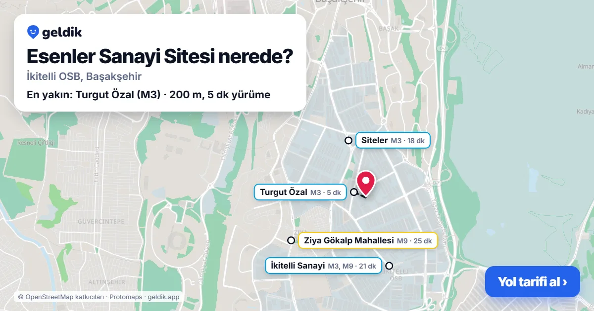Esenler Sanayi Sitesi nerede: haritada konumu ve en yakın duraklar, yürüme süreleriyle