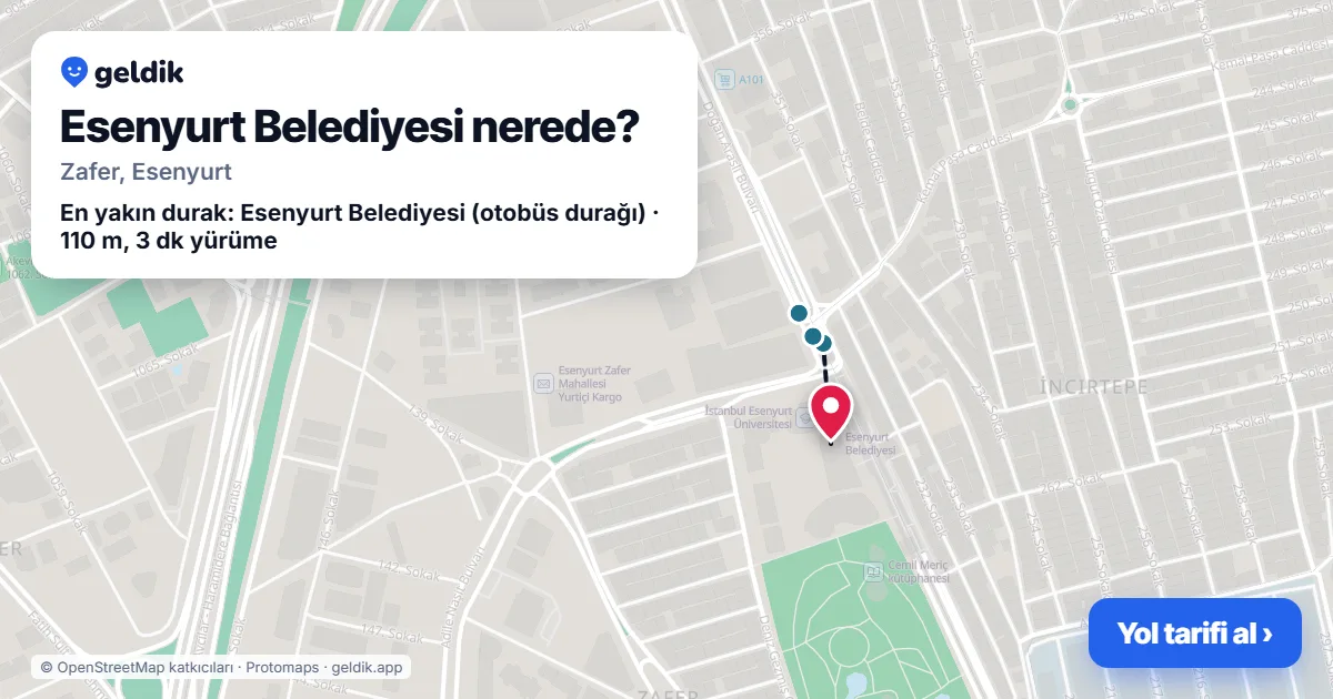 Esenyurt Belediyesi nerede: haritada konumu ve en yakın duraklar, yürüme süreleriyle
