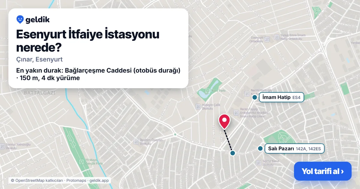 Esenyurt İtfaiye İstasyonu nerede: haritada konumu ve en yakın duraklar, yürüme süreleriyle