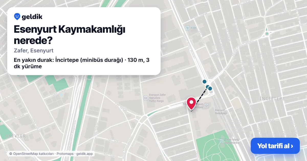 Where is Esenyurt Kaymakamlığı: map with its location and the nearest stops, with walking times