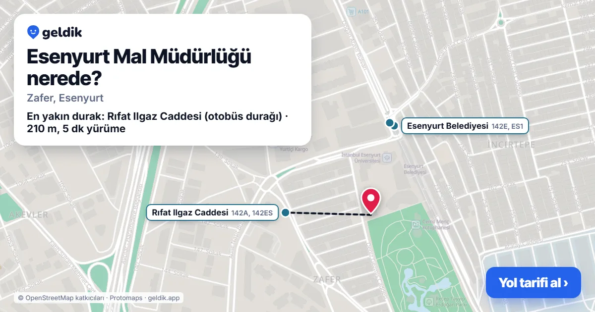 Esenyurt Mal Müdürlüğü nerede: haritada konumu ve en yakın duraklar, yürüme süreleriyle