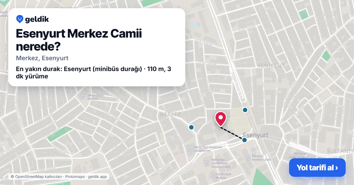 Esenyurt Merkez Camii nerede: haritada konumu ve en yakın duraklar, yürüme süreleriyle