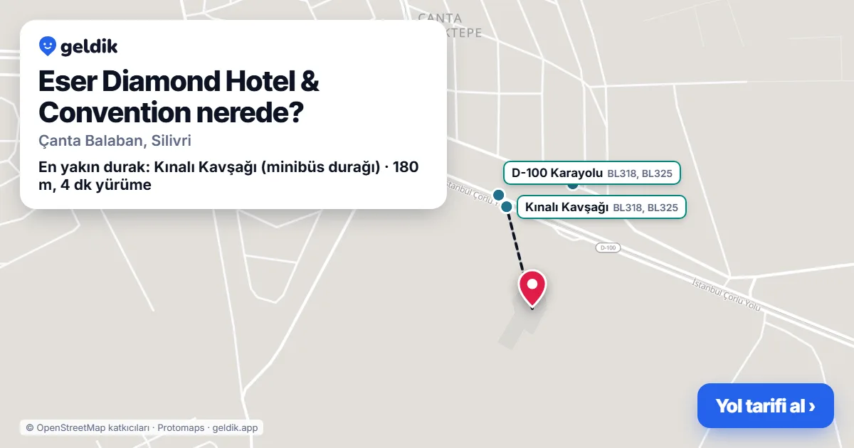 Eser Diamond Hotel & Convention nerede: haritada konumu ve en yakın duraklar, yürüme süreleriyle
