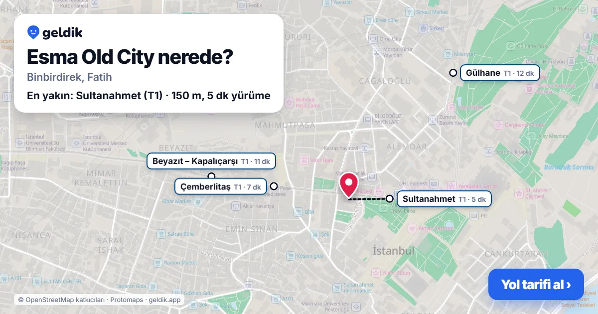 Where is Esma Old City: map with its location and the nearest stops, with walking times