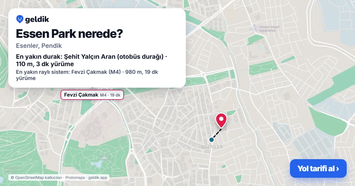 Essen Park nerede: haritada konumu ve en yakın duraklar, yürüme süreleriyle