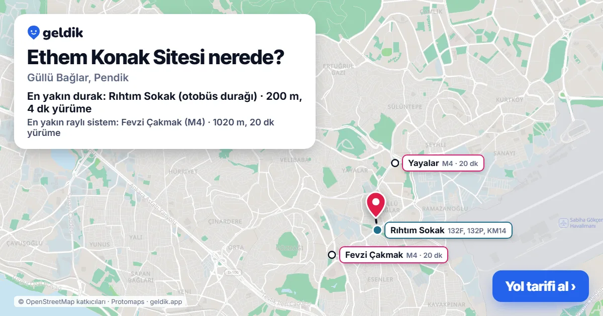 Where is Ethem Konak Sitesi: map with its location and the nearest stops, with walking times