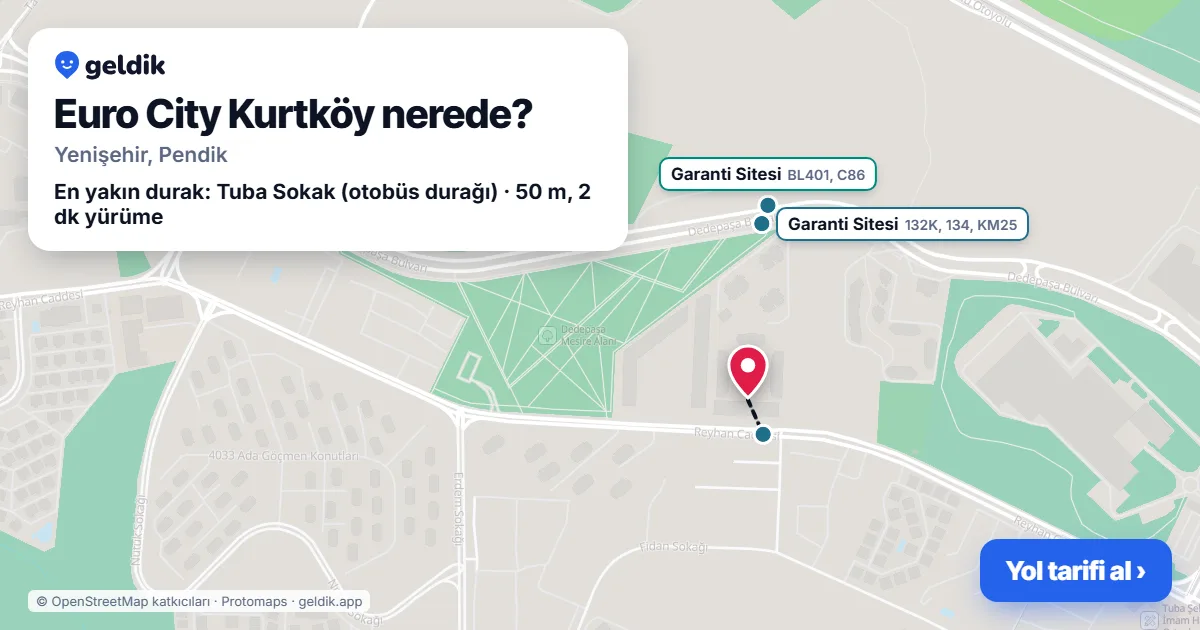 Euro City Kurtköy nerede: haritada konumu ve en yakın duraklar, yürüme süreleriyle