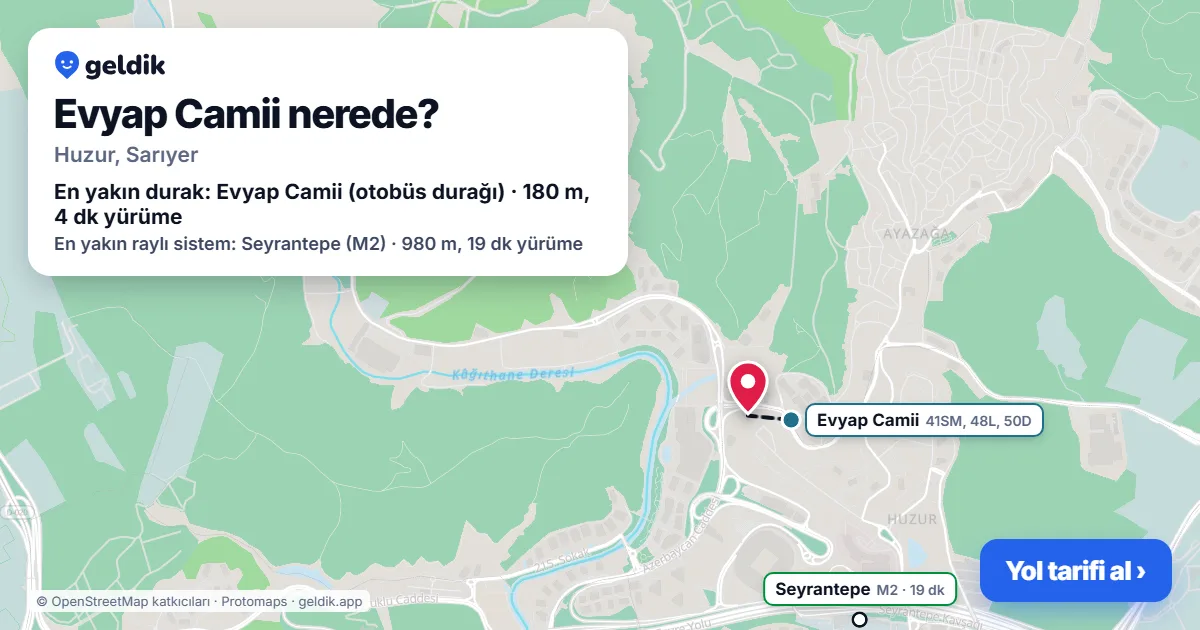 Where is Evyap Camii: map with its location and the nearest stops, with walking times