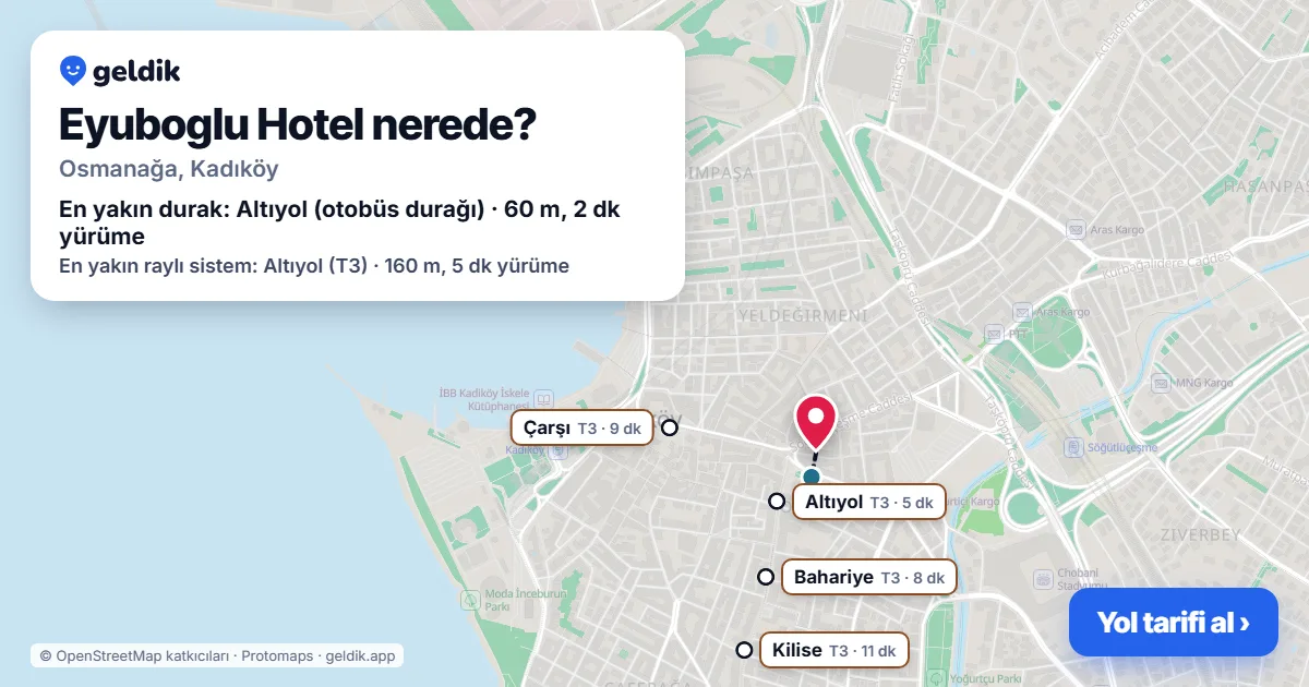 Eyuboglu Hotel nerede: haritada konumu ve en yakın duraklar, yürüme süreleriyle