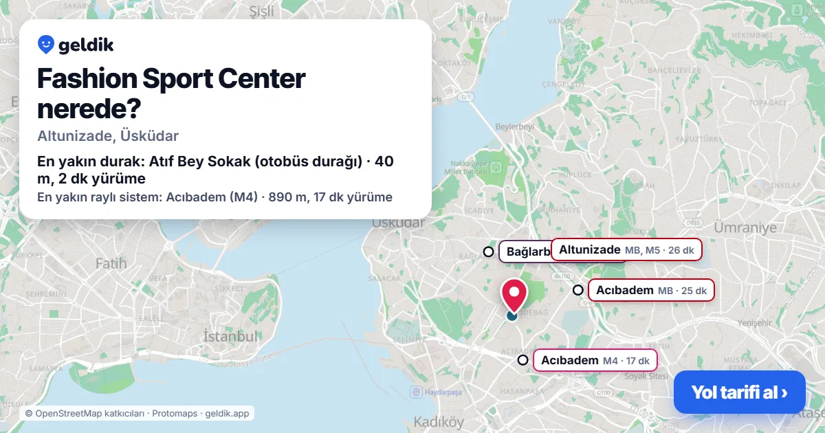 Fashion Sport Center nerede: haritada konumu ve en yakın duraklar, yürüme süreleriyle