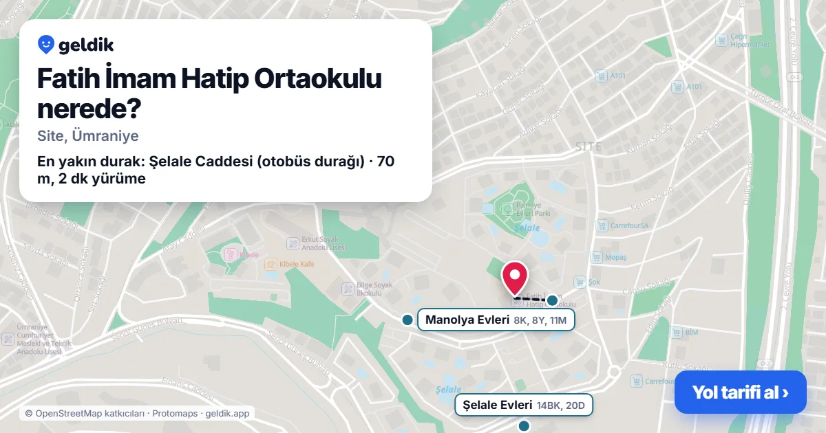Fatih İmam Hatip Ortaokulu nerede: haritada konumu ve en yakın duraklar, yürüme süreleriyle