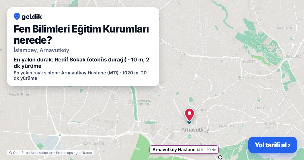 Where is Fen Bilimleri Eğitim Kurumları: map with its location and the nearest stops, with walking times