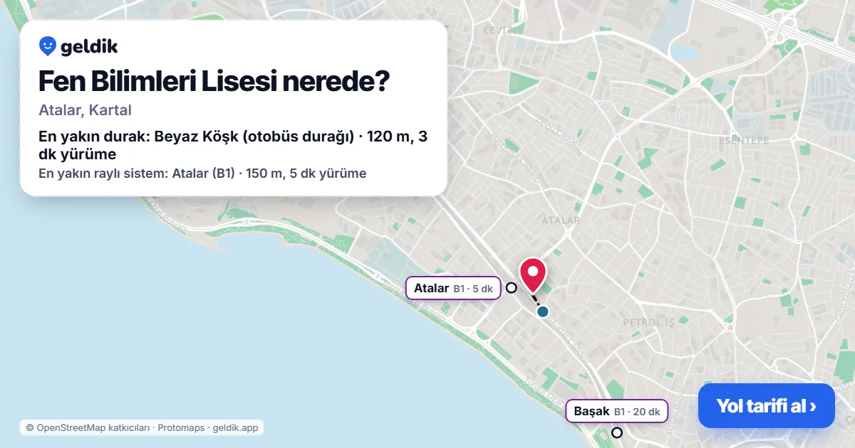 Fen Bilimleri Lisesi nerede: haritada konumu ve en yakın duraklar, yürüme süreleriyle