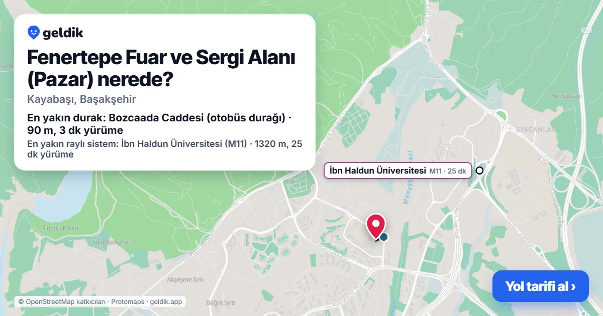 Fenertepe Fuar ve Sergi Alanı (Pazar) nerede: haritada konumu ve en yakın duraklar, yürüme süreleriyle