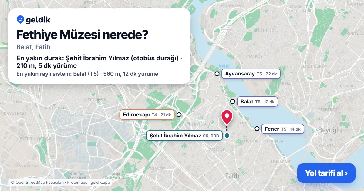 Fethiye Müzesi nerede: haritada konumu ve en yakın duraklar, yürüme süreleriyle