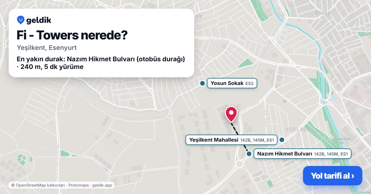 Where is Fi - Towers: map with its location and the nearest stops, with walking times