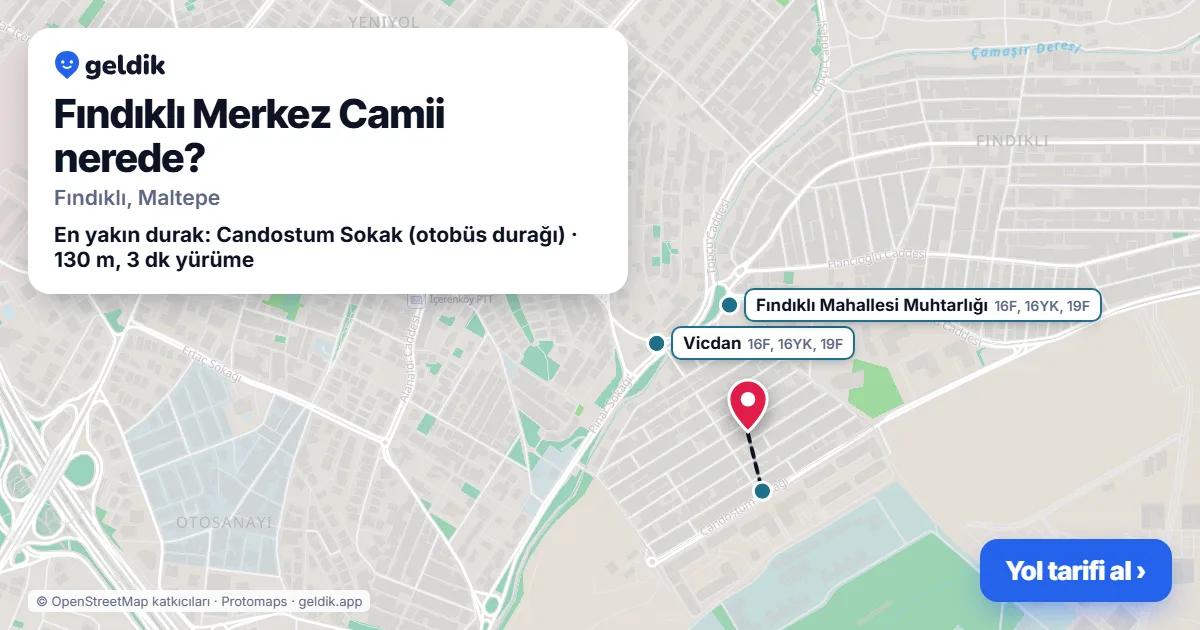 Fındıklı Merkez Camii nerede: haritada konumu ve en yakın duraklar, yürüme süreleriyle