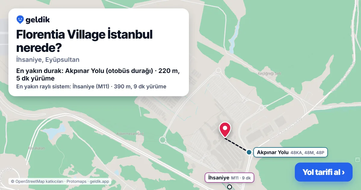 Florentia Village İstanbul nerede: haritada konumu ve en yakın duraklar, yürüme süreleriyle