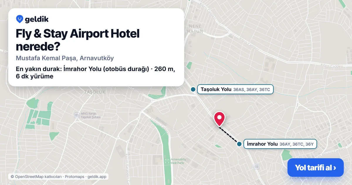 Fly & Stay Airport Hotel nerede: haritada konumu ve en yakın duraklar, yürüme süreleriyle