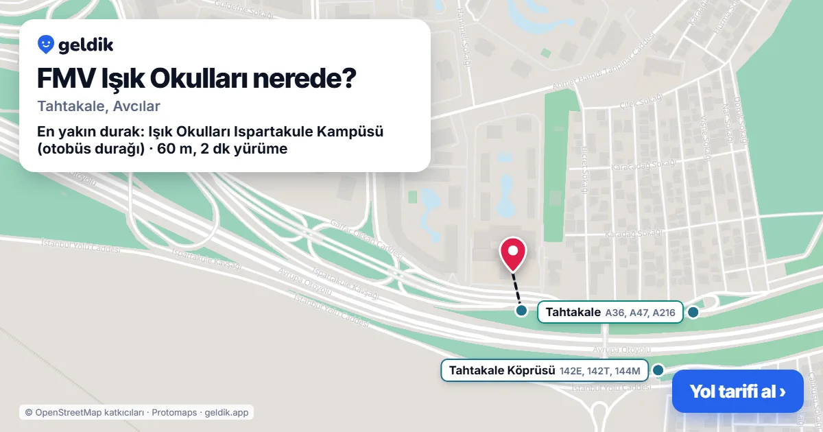 FMV Işık Okulları nerede: haritada konumu ve en yakın duraklar, yürüme süreleriyle