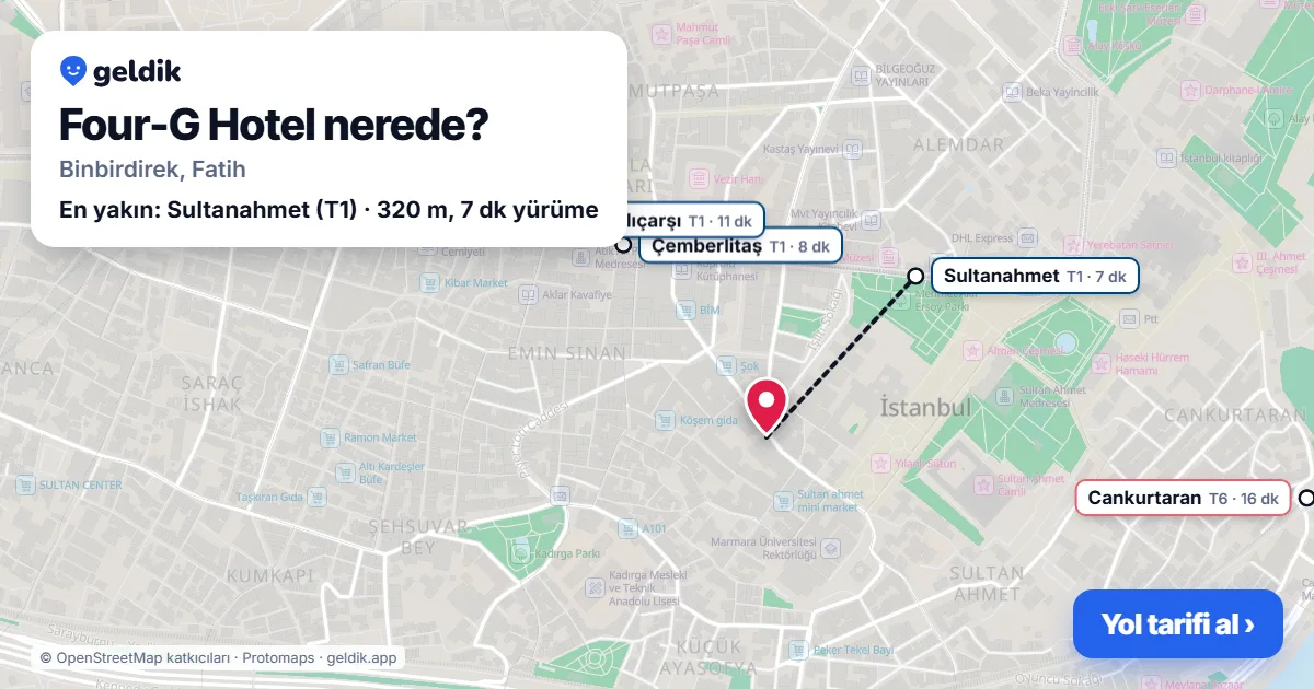 Four-G Hotel nerede: haritada konumu ve en yakın duraklar, yürüme süreleriyle