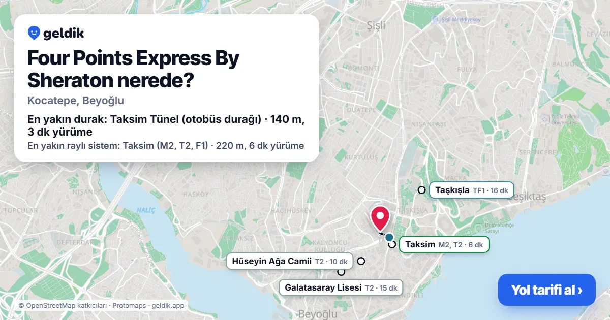 Where is Four Points Express By Sheraton: map with its location and the nearest stops, with walking times