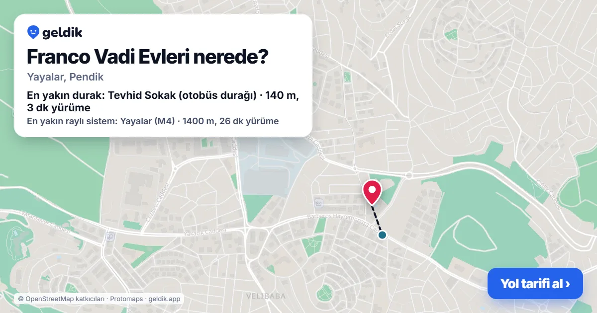 Where is Franco Vadi Evleri: map with its location and the nearest stops, with walking times