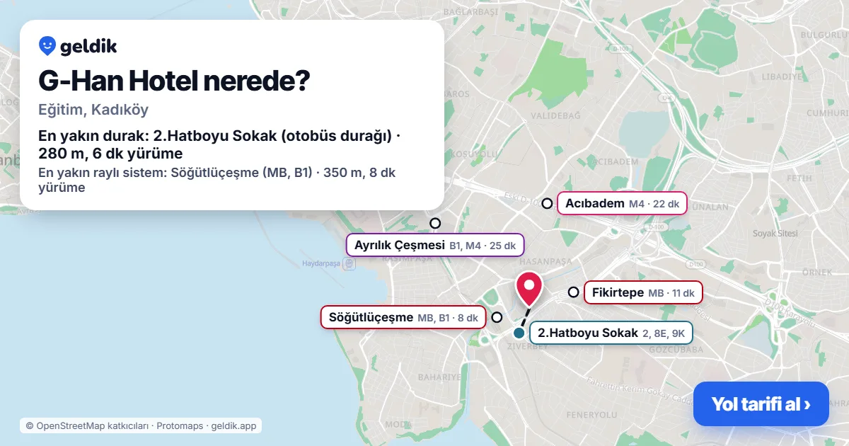 Where is G-Han Hotel: map with its location and the nearest stops, with walking times