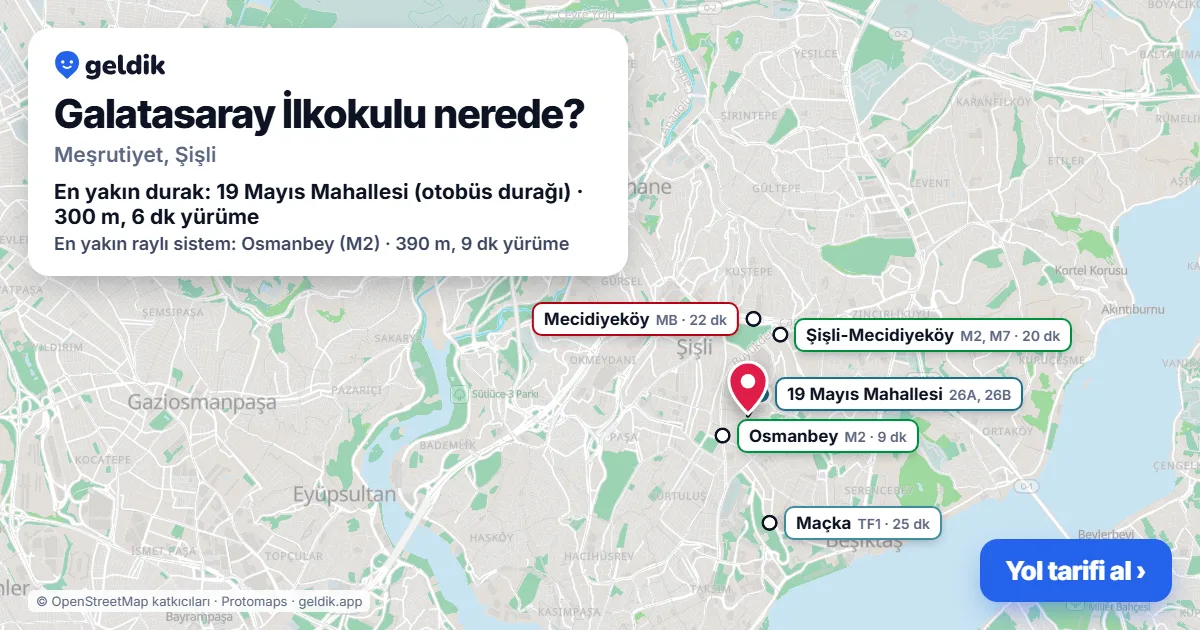 Where is Galatasaray İlkokulu: map with its location and the nearest stops, with walking times