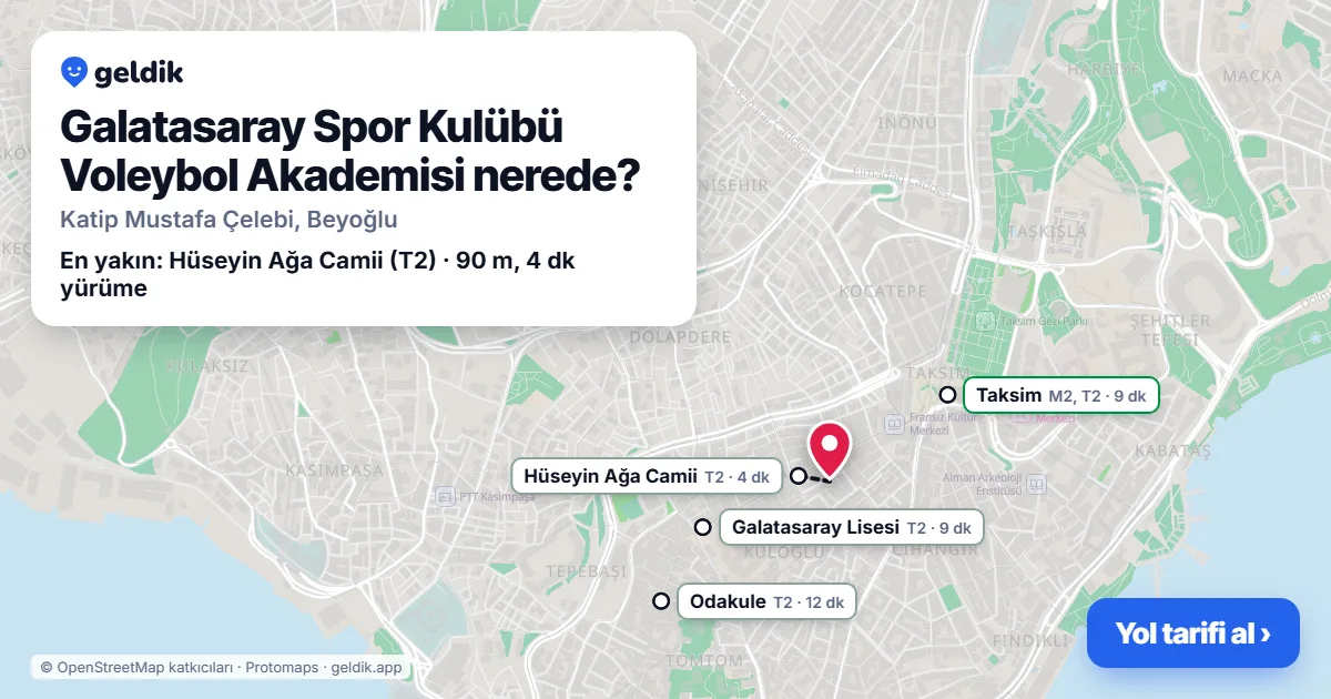 Galatasaray Spor Kulübü Voleybol Akademisi nerede: haritada konumu ve en yakın duraklar, yürüme süreleriyle
