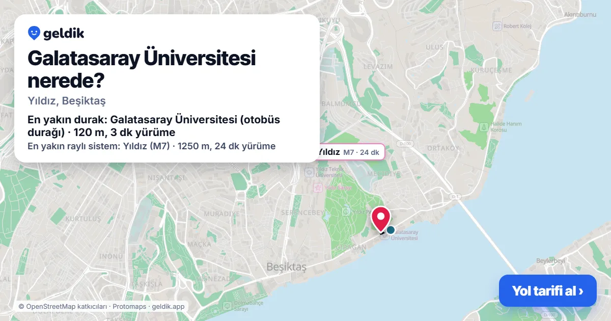 Galatasaray Üniversitesi nerede: haritada konumu ve en yakın duraklar, yürüme süreleriyle