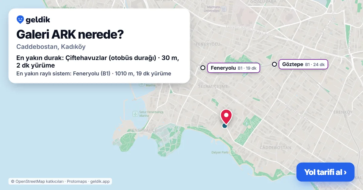 Galeri ARK nerede: haritada konumu ve en yakın duraklar, yürüme süreleriyle