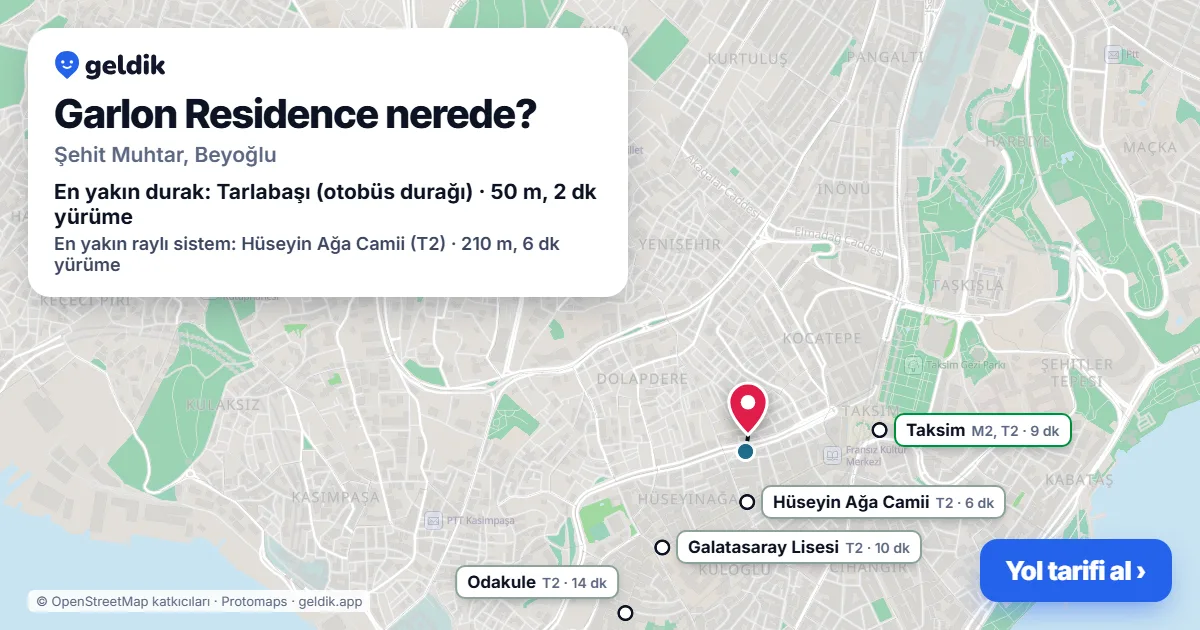 Where is Garlon Residence: map with its location and the nearest stops, with walking times