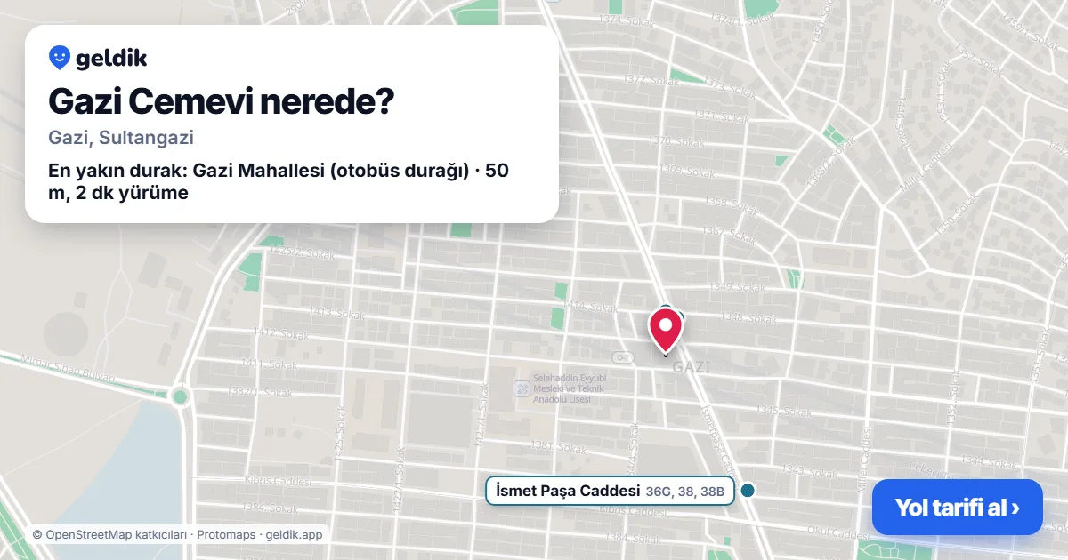 Gazi Cemevi nerede: haritada konumu ve en yakın duraklar, yürüme süreleriyle