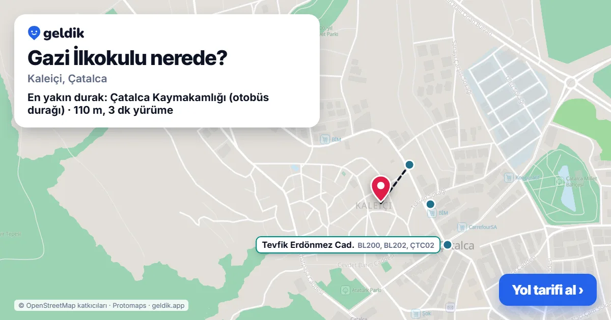 Gazi İlkokulu nerede: haritada konumu ve en yakın duraklar, yürüme süreleriyle