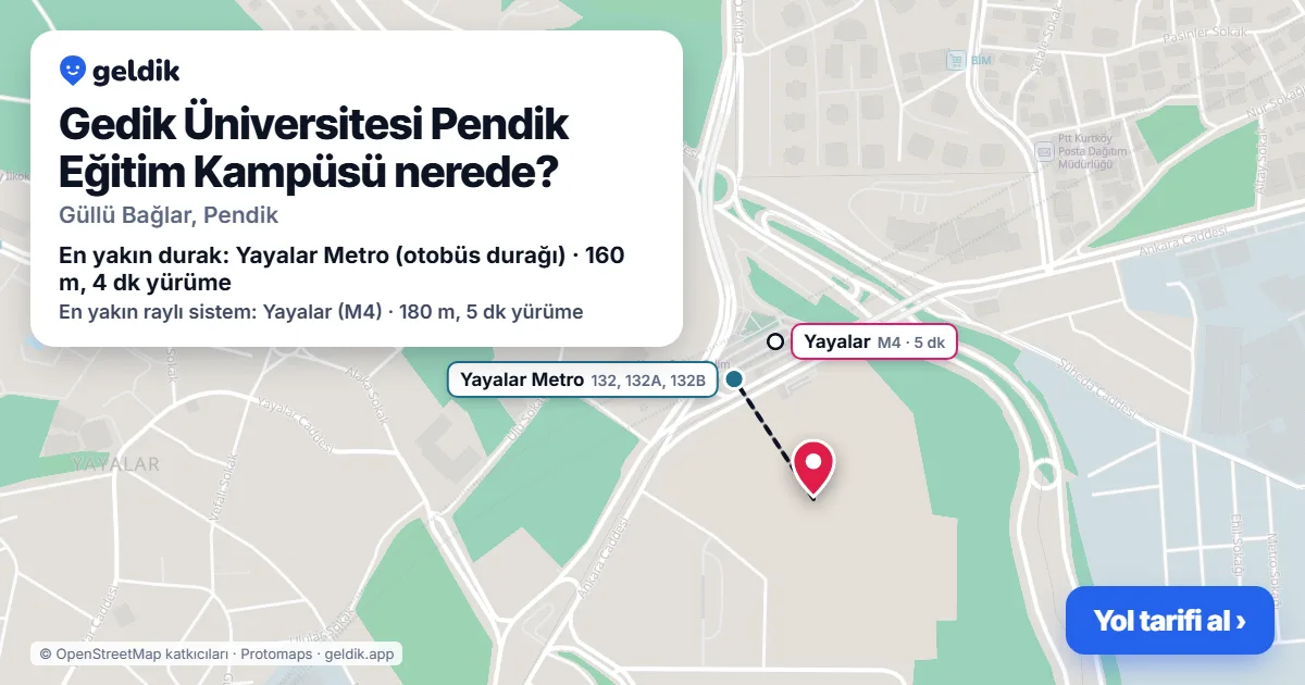 Gedik Üniversitesi Pendik Eğitim Kampüsü nerede: haritada konumu ve en yakın duraklar, yürüme süreleriyle