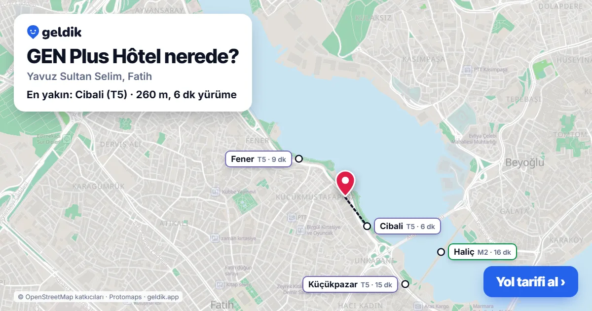GEN Plus Hôtel nerede: haritada konumu ve en yakın duraklar, yürüme süreleriyle