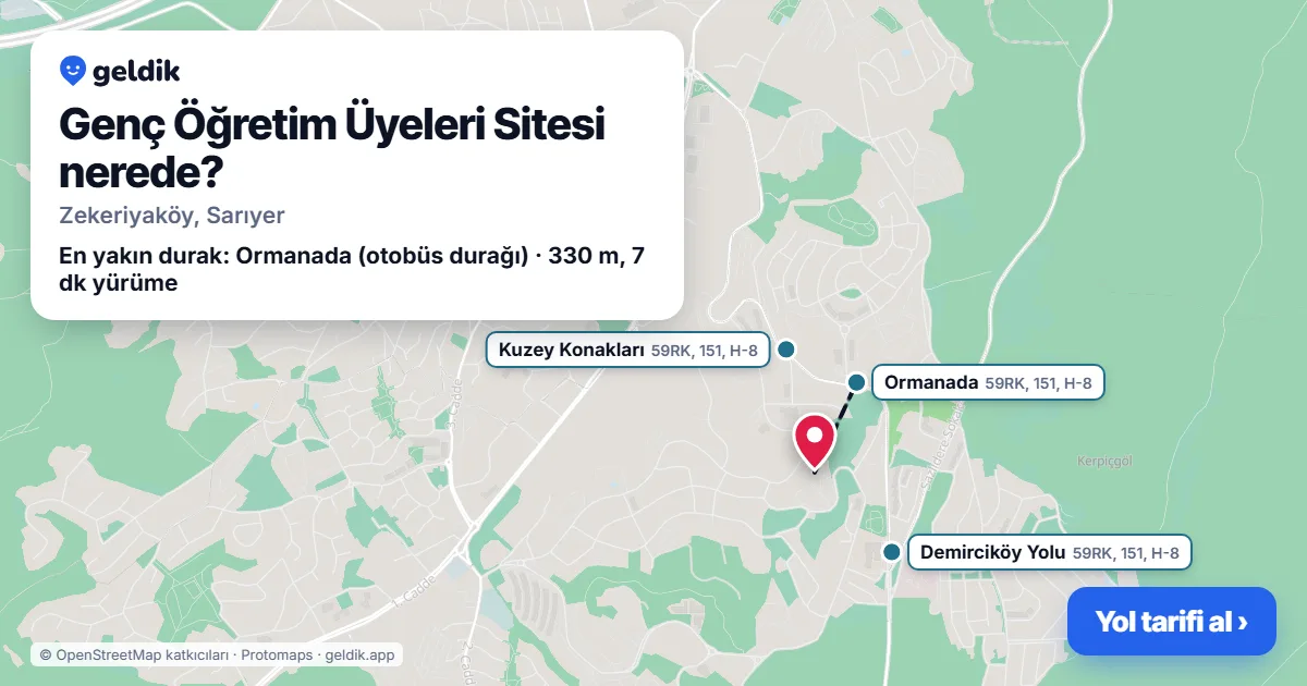 Genç Öğretim Üyeleri Sitesi nerede: haritada konumu ve en yakın duraklar, yürüme süreleriyle