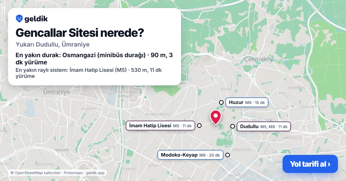 Where is Gencallar Sitesi: map with its location and the nearest stops, with walking times