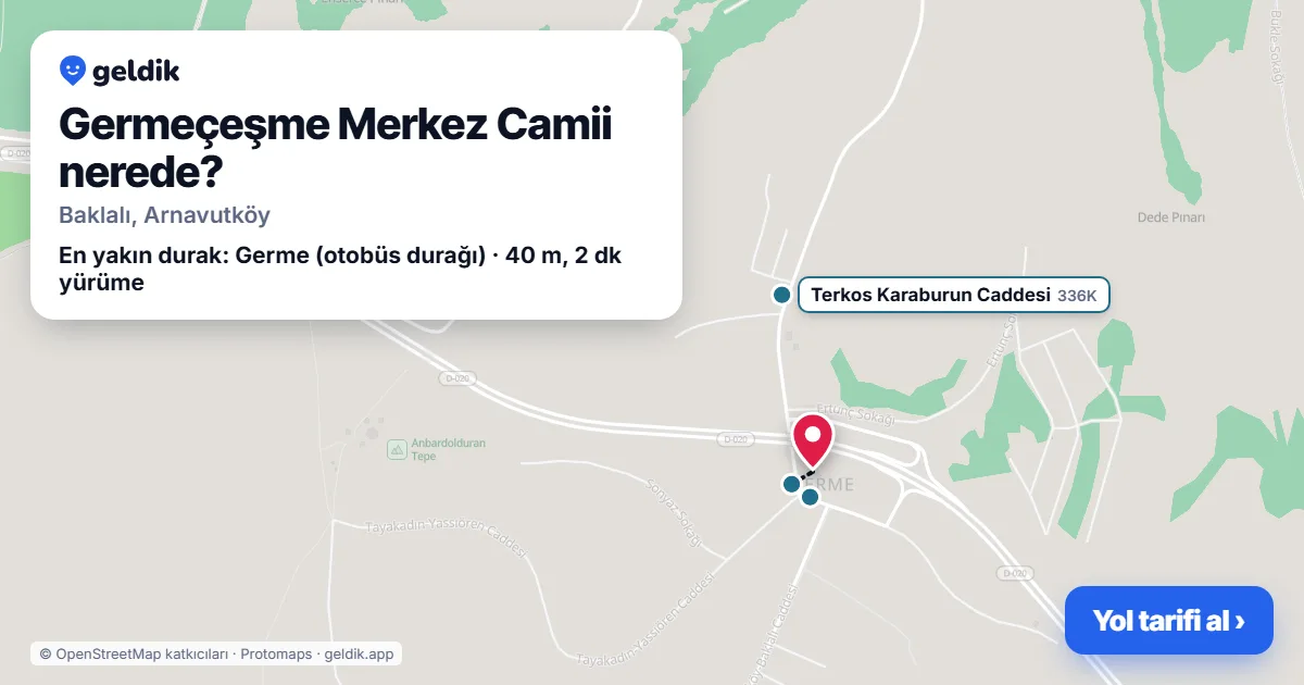 Germeçeşme Merkez Camii nerede: haritada konumu ve en yakın duraklar, yürüme süreleriyle