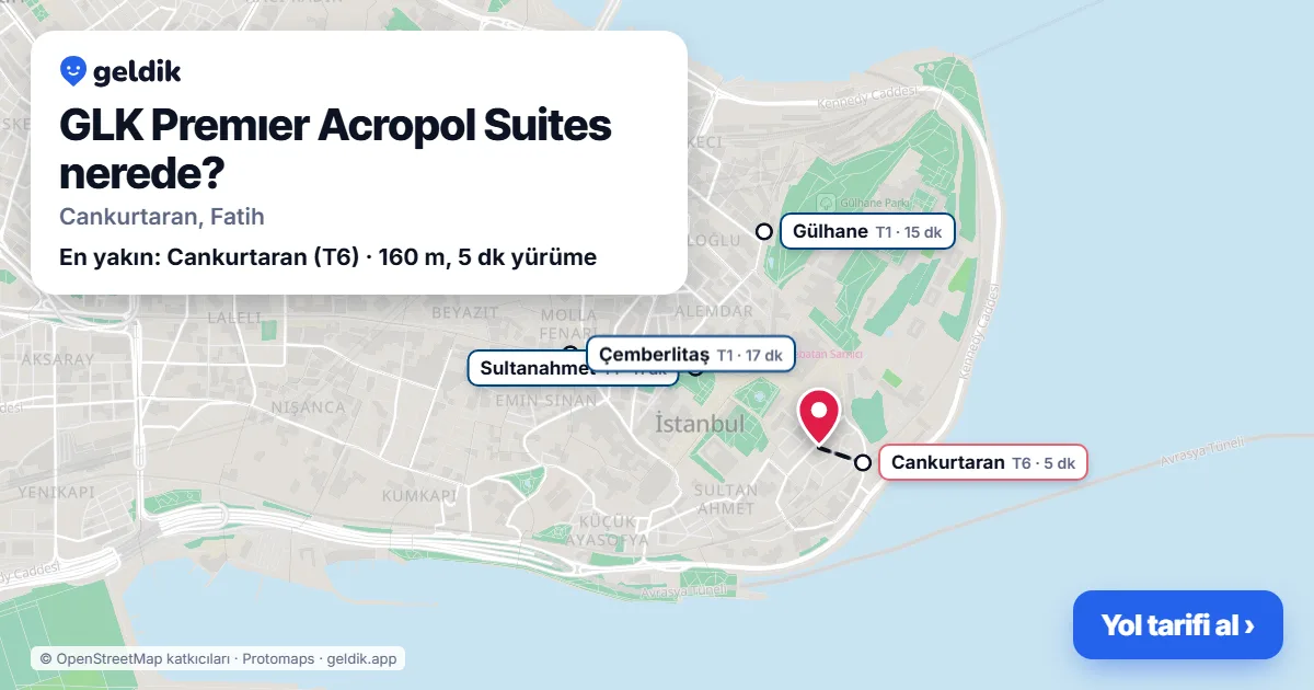 GLK Premıer Acropol Suites nerede: haritada konumu ve en yakın duraklar, yürüme süreleriyle