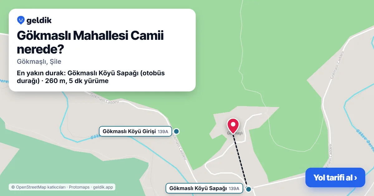 Gökmaslı Mahallesi Camii nerede: haritada konumu ve en yakın duraklar, yürüme süreleriyle