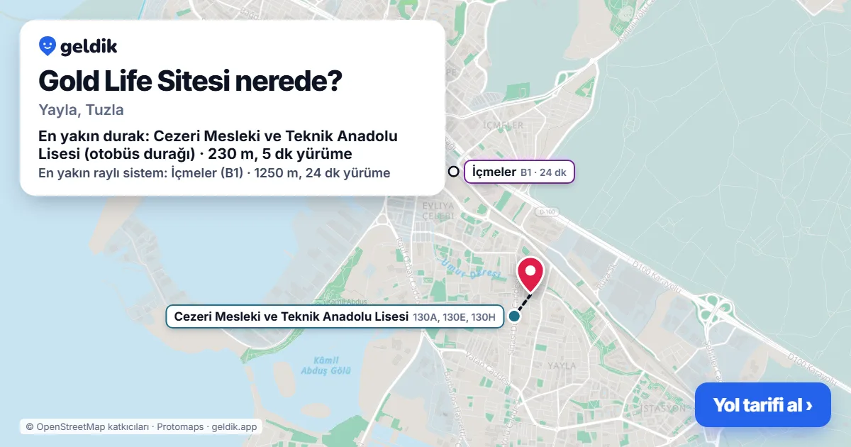 Where is Gold Life Sitesi: map with its location and the nearest stops, with walking times