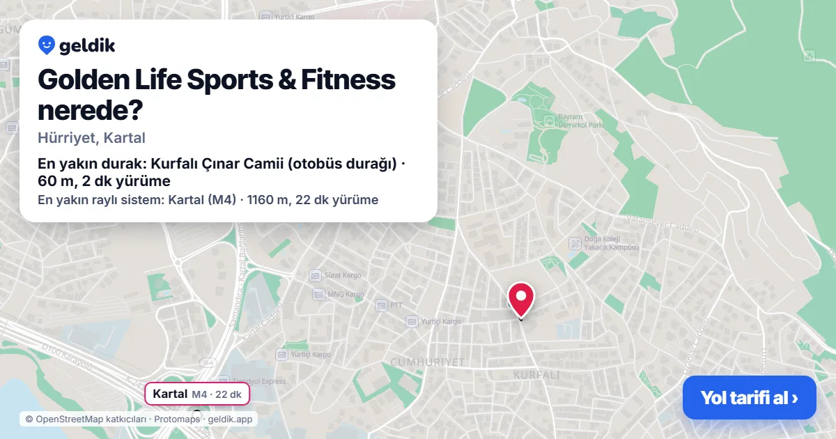 Golden Life Sports & Fitness nerede: haritada konumu ve en yakın duraklar, yürüme süreleriyle