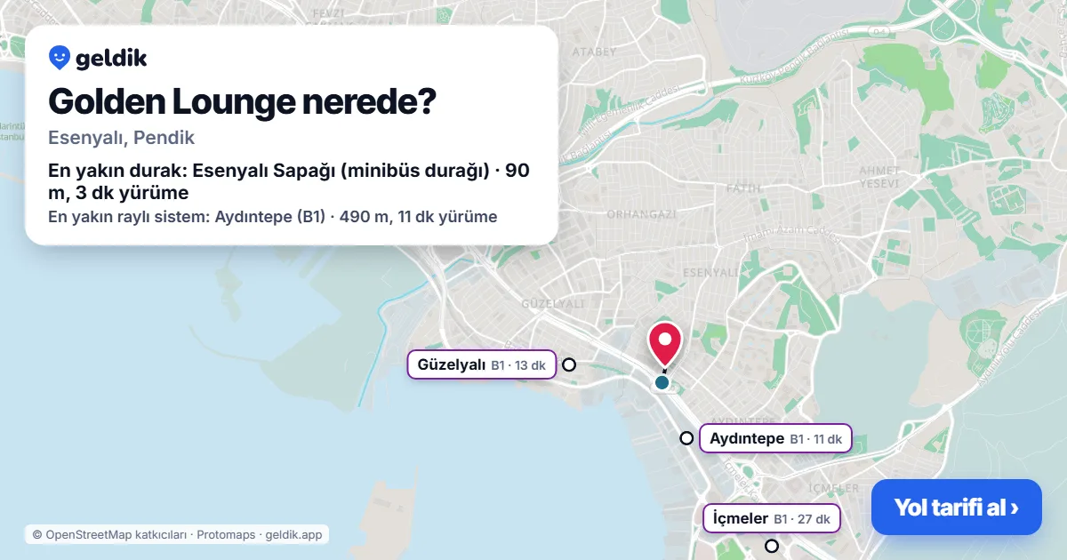 Golden Lounge nerede: haritada konumu ve en yakın duraklar, yürüme süreleriyle