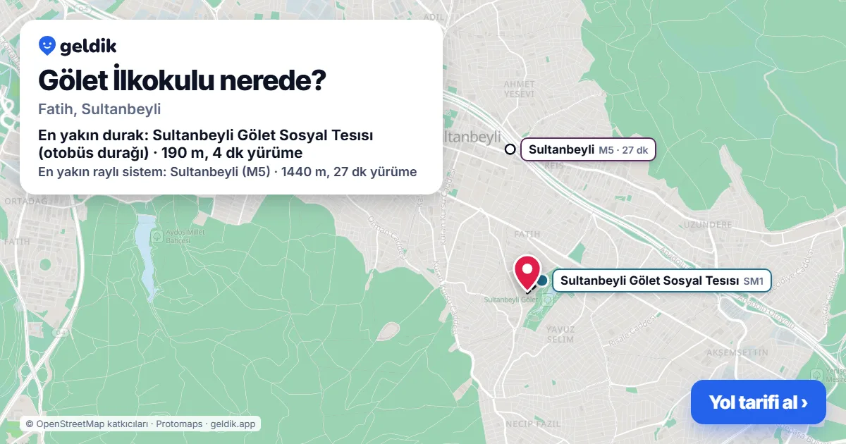Where is Gölet İlkokulu: map with its location and the nearest stops, with walking times