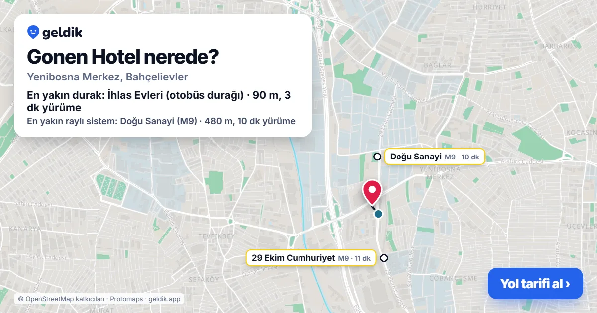 Where is Gonen Hotel: map with its location and the nearest stops, with walking times